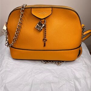 Aldo Mustard Crossbody Bag with Chain Detail